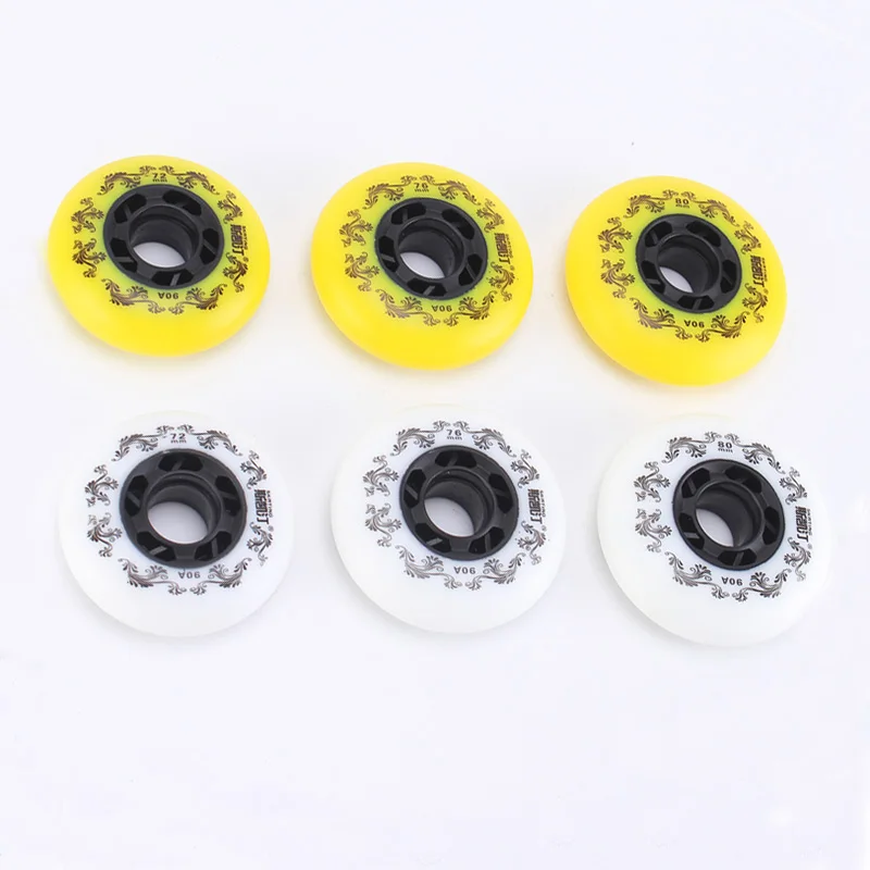 8 Pcs Terwijl/Geel Inline Rolschaats Wiel 90A Freestyle Scroll Duurzaam Wielen 72 76 80 Mm Roller Skate wielen Voor Roller Skate