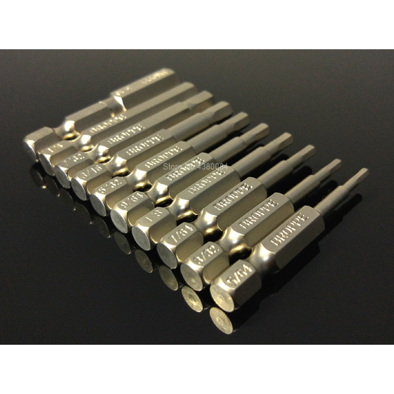 10 Stuks Set Hex Schroevendraaier Boor Bits 1/4 "Hex Shank Magnetic Elektrische Driver Bits Handgereedschap Kit S2 50mm 5/64-5/16