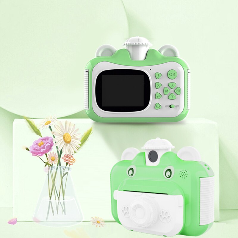 Pickwoo Kinderen Mini Leuke Digitale Print Camera Diy Foto Afdrukken Video Recorder Camcorder Kids Grote Kop Sticker Camera 'S: green