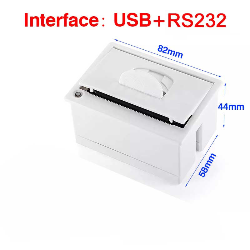 Mini 58mm Panel Embedded Thermal Printer with Interface RS232 TTL Use for Receipt Ticket ESC POS Arduino Android 5v-9v QR701: White USB RS232