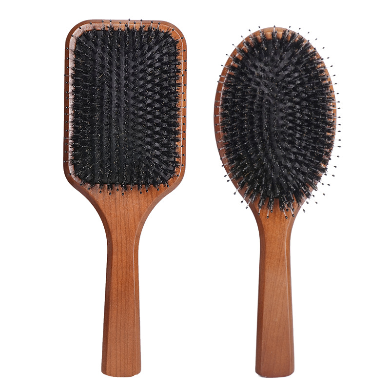 Cepillo de pelo de cerdas de jabalí para mujer, peines de madera para el cabello, cepillo alisador de desenredar, peine para el cabello, accesorios de peluquero