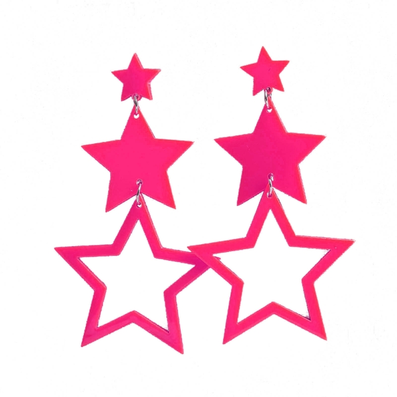 A0KD Kristall Hohle Stern Ohrringe Übertreiben Lange Stern Fransen Baumeln Ohrringe Party funkeln Stern Schmuck für Frauen jugendlich: Bronze-