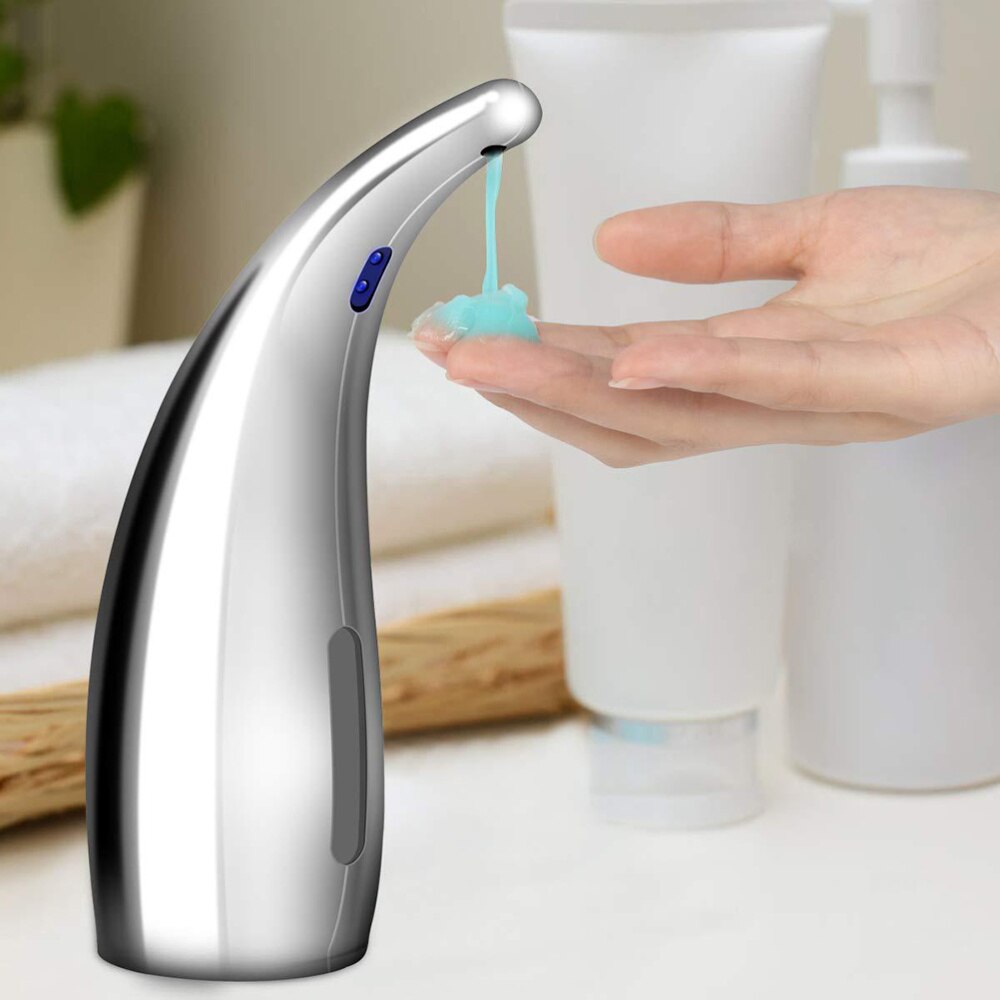 1Pc Zeepdispenser Zilver Plastic Automatische Touchless Navulbare Dispenser Vloeibare Zeep Pomp Voor Keuken
