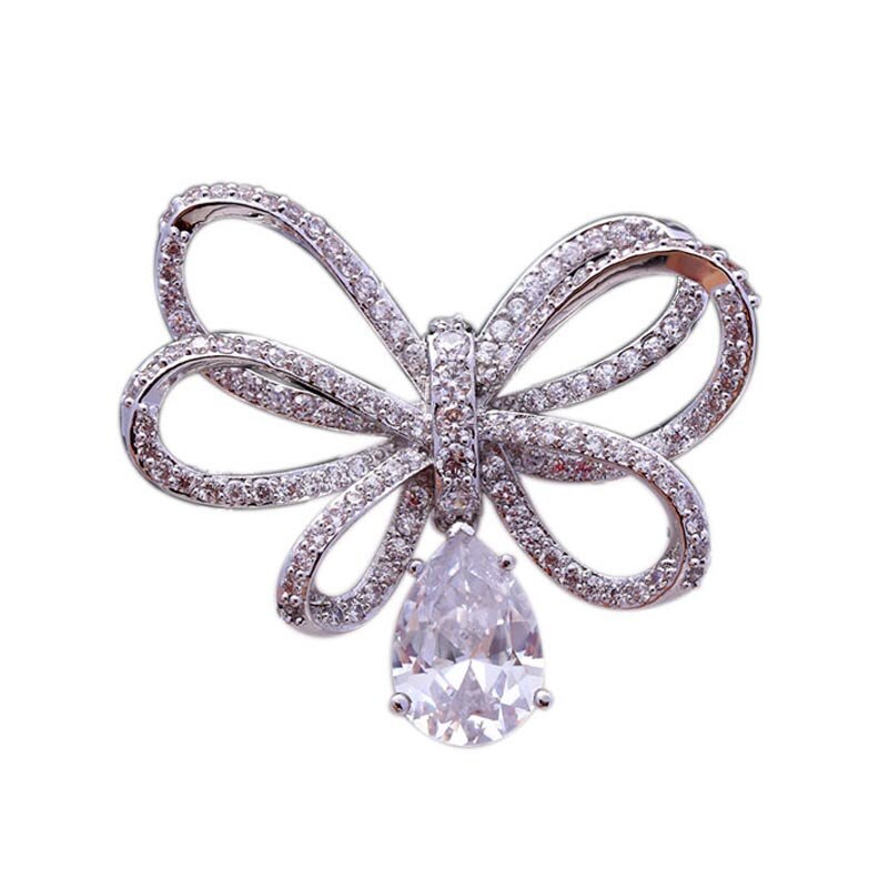 verrotten Bäume Frauen Bowknot Brosche Elegante Luxus AAA kubisch Zirkon Revers Stift Schmuck