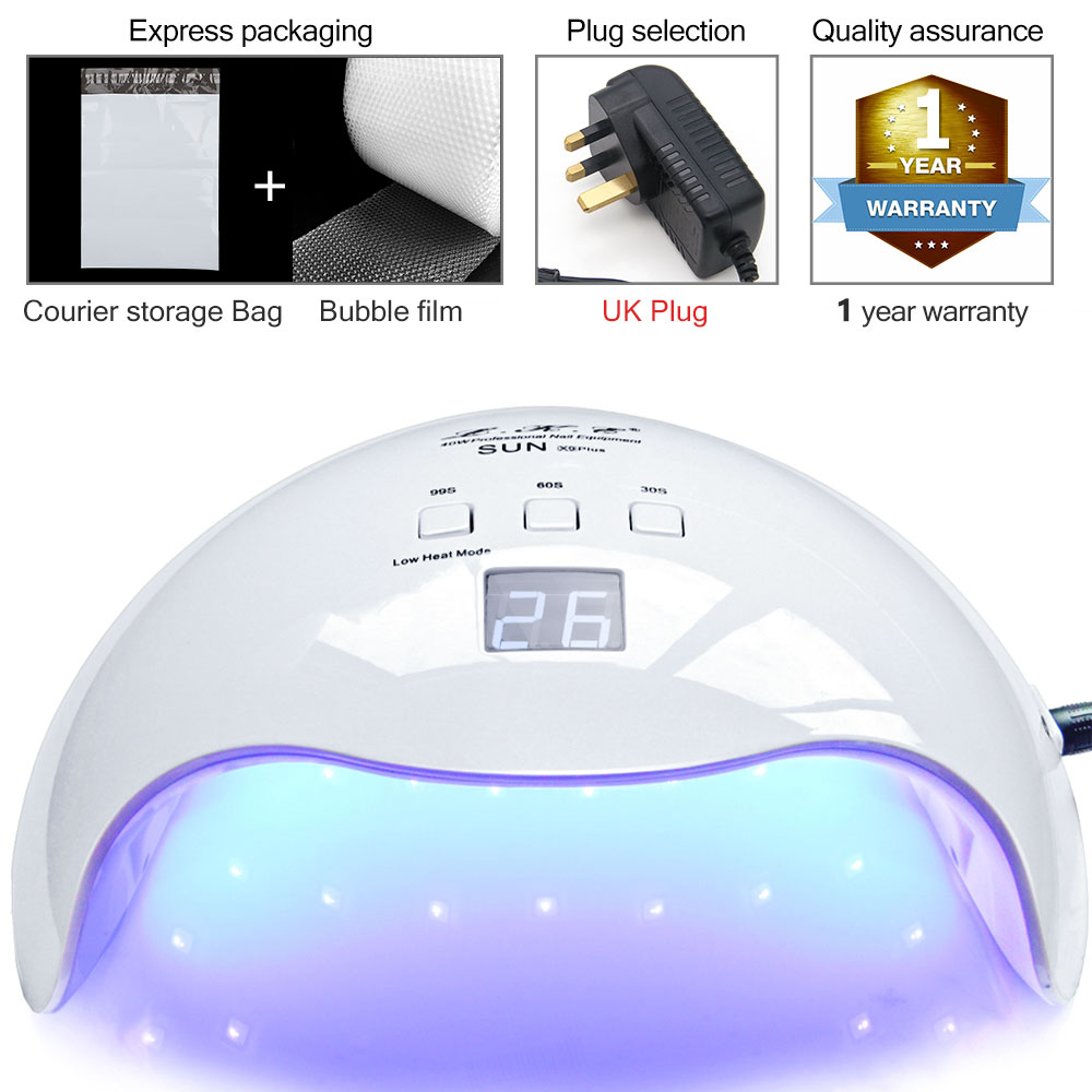 LKE 48W Nail Dryer SUN X9 UV Lamp 3 Timed Mode With Automatic Sensing Nail Lamp for Nails Drying Builder Gel UV Nail Dryers: SUN X9 plus UK Plug