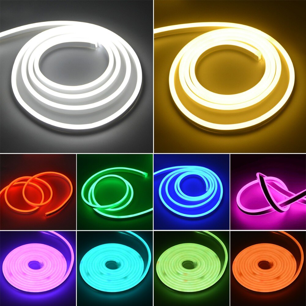 Rgb Led Neon Light Teken 220V Led Strip Neon Lamp Met Eu Adapter 1/2/3/ 4/5/6/7/8M Tape Light-Emitting Diode Outdoor Verlichting