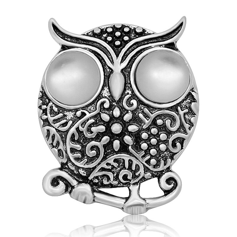 KZ3112 Beauty Lovely Big eye Owl 20MM snap buttons fit snap jewelry: white