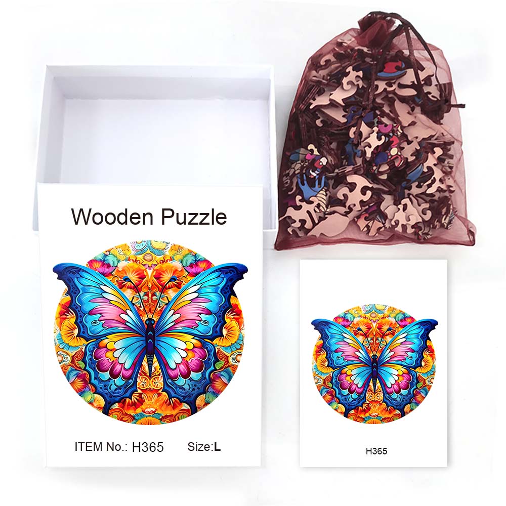 Wooden puzzle Butterfly box Beautiful for Thanksgiving irregularly shaped animal puzzle for adults to decompress