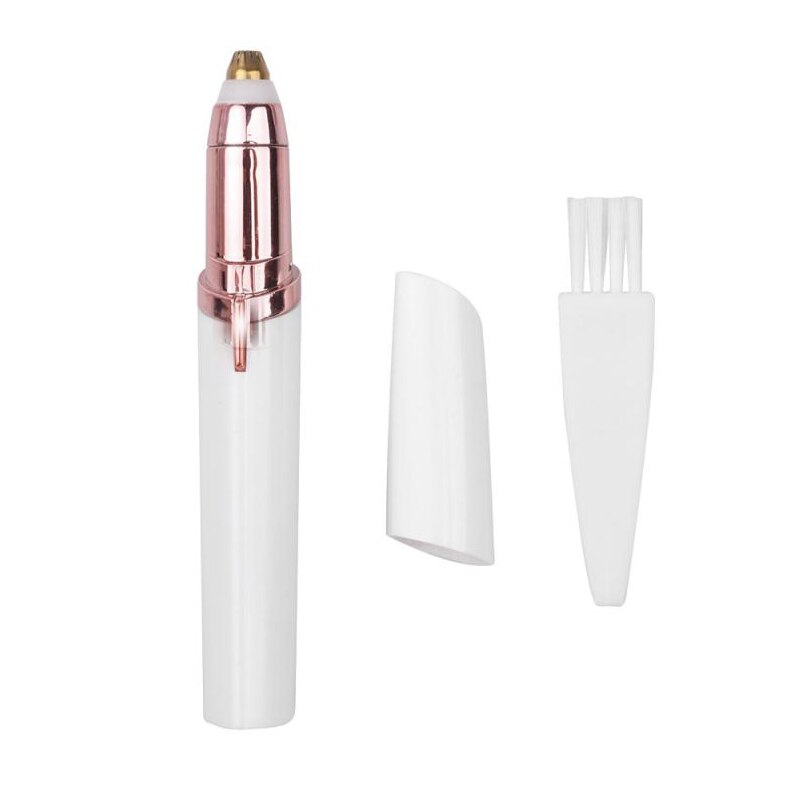 Stylo épilateur à sourcils, batterie, Mini rasoir électrique, Portable, sans douleur, pour le corps, le visage et le rouge à lèvres: white