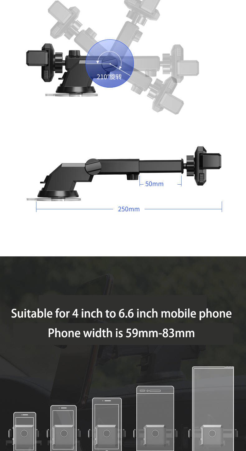 Smartphone Houder Universal Sucker Auto Telefoon Houder Stand Intrekbare Opvouwbaar En Draaibaar Telefoon Stand Auto Accessoires