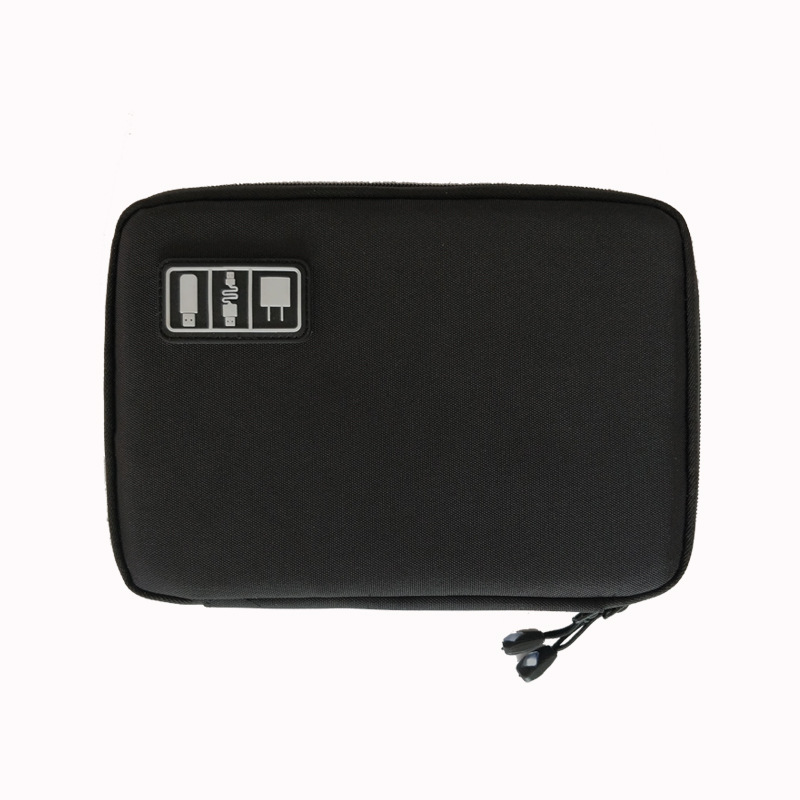 Electronic Accessories Travel Bag Nylon Mens Travel Organizer For Date Line SD Card USB Cable Digital Device Bag: Black