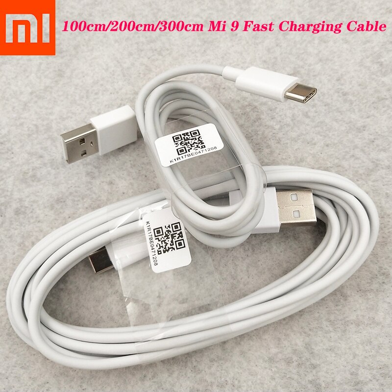 Original Xiaomi MI 9 USB 3.1 Type C Cable 100cm/200cm/300cm 3A Fast Charging Cord For MI 10 9 Pro Note 10 Lite Redmi K30/K30 Pro