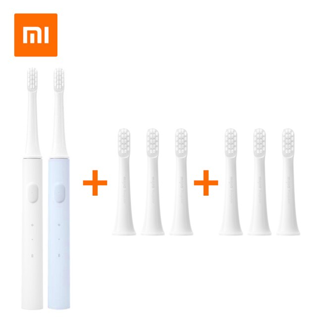 Xiaomi Mijia T100 Sonic Electric Toothbrush Cordless USB Rechargeable Waterproof Ultrasonic Automatic Tooth Brush for Adult: White Blue 6Brush