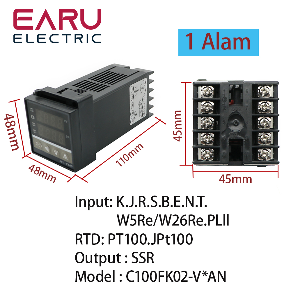 REX-C100 PID Intelligent Temperature Controller Universal REX-C100 Thermostat SSR Relay output Universal K PT100 J Type Input: Universal SSR