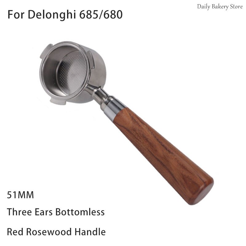 51mm Kaffee Filter für Delonghi 680/685 Ersatz Kaffee Maschine Griff Drei Ohren Boden Kaffee Griff Kaffee Zubehör: 3 Ears-Red