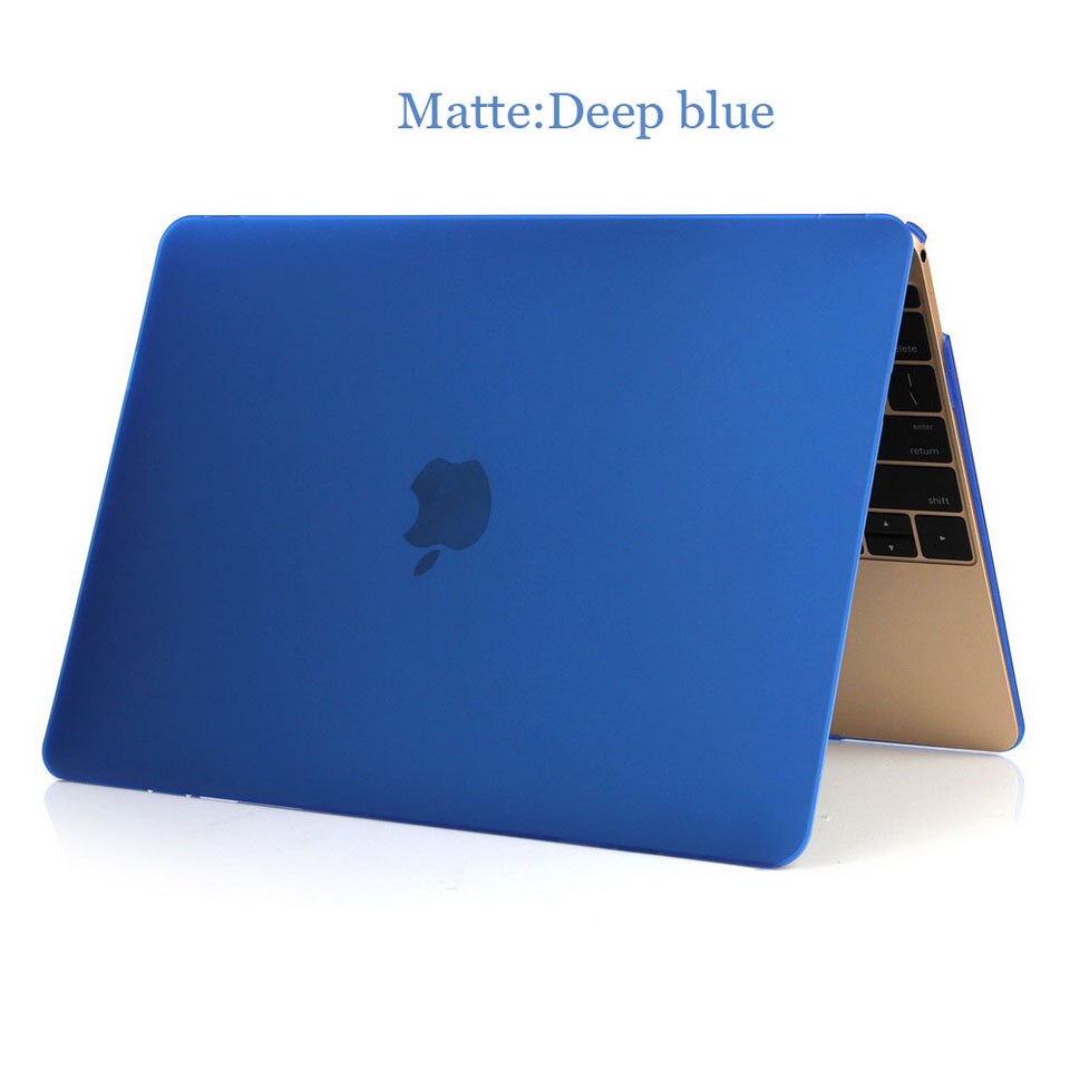 For Apple macbook 12 inch Model A1534, ZVRUA ULTRA THIN Matte / Crystal laptop Case + Transparent keyboard cover: Matte Deep blue