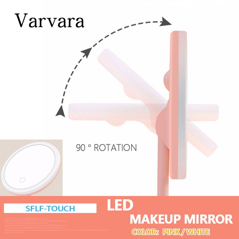 Led makeup spejl pink/hvid med led lys forfængelighed spejl lys stående spejl touch screen kosmetik spejle usb opladningstype