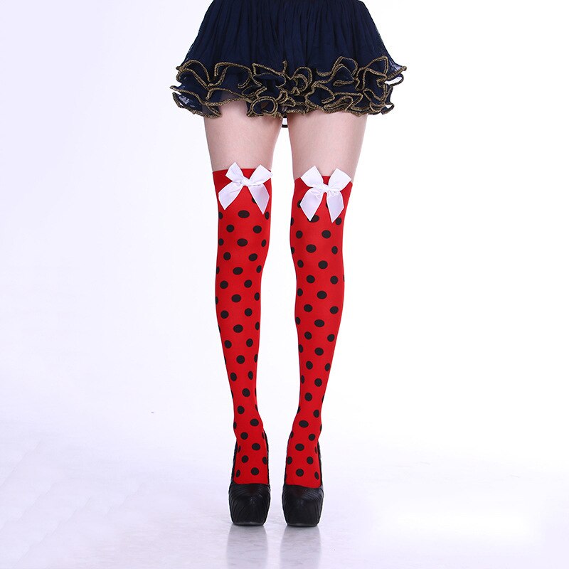 2021Hot Halloween Snoep Kleur Strik Lange Hoge Buis Over-De-Knie Dij Sokken Polka Dot Schedel Persoonlijkheid straat Sexy Night: 01