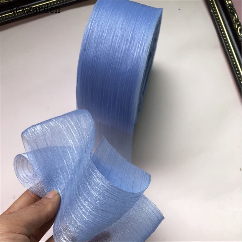 Kewgarden 6cm- stribet rynke tyl bånd håndlavet tape voile bånd gør-det-selv-sløjfe tilbehør bånd 50 yards