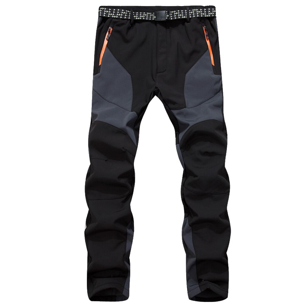 Men Trekking Winter With Belt Soft Shell Travel Climbing Long Waterproof Training Hiking Pants Outdoor Sports Ski Warm Windproof: Grey / M