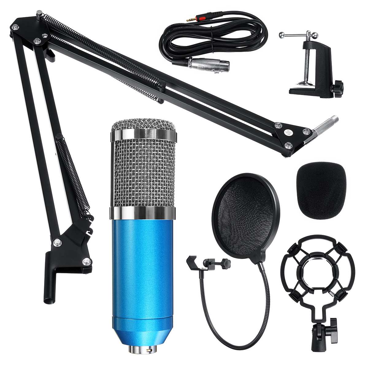 Studio Microfoon Professionele Microfoon Bm 800 Condensor Sound Opname Microfoon Voor Computer Mic Mikrofon Micro Bm800: Blauw
