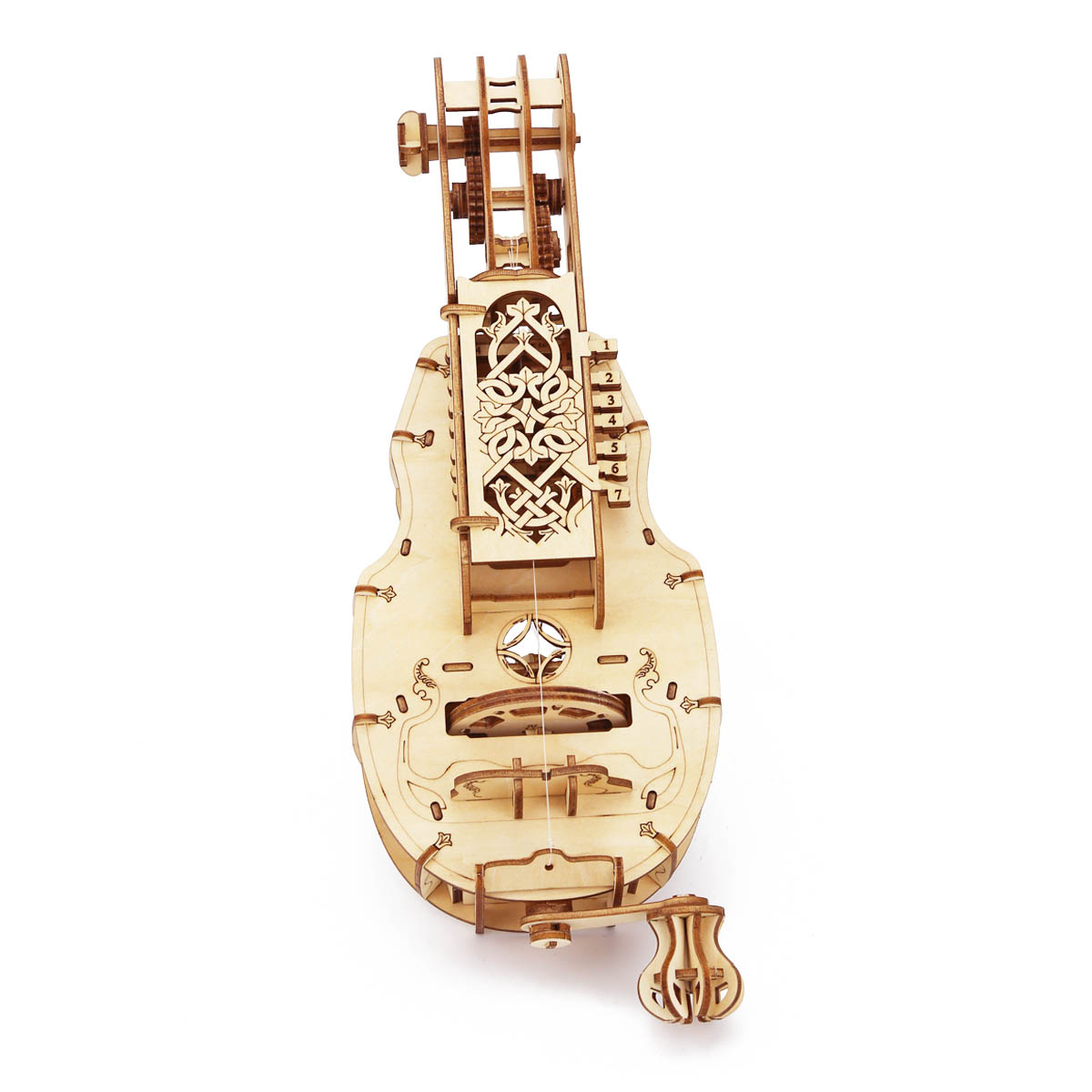 Hurdy Gurdy Mechanical Model DIY Musical Instrument 3D Wooden Puzzle Building Kits Birthday For Adults and Kids