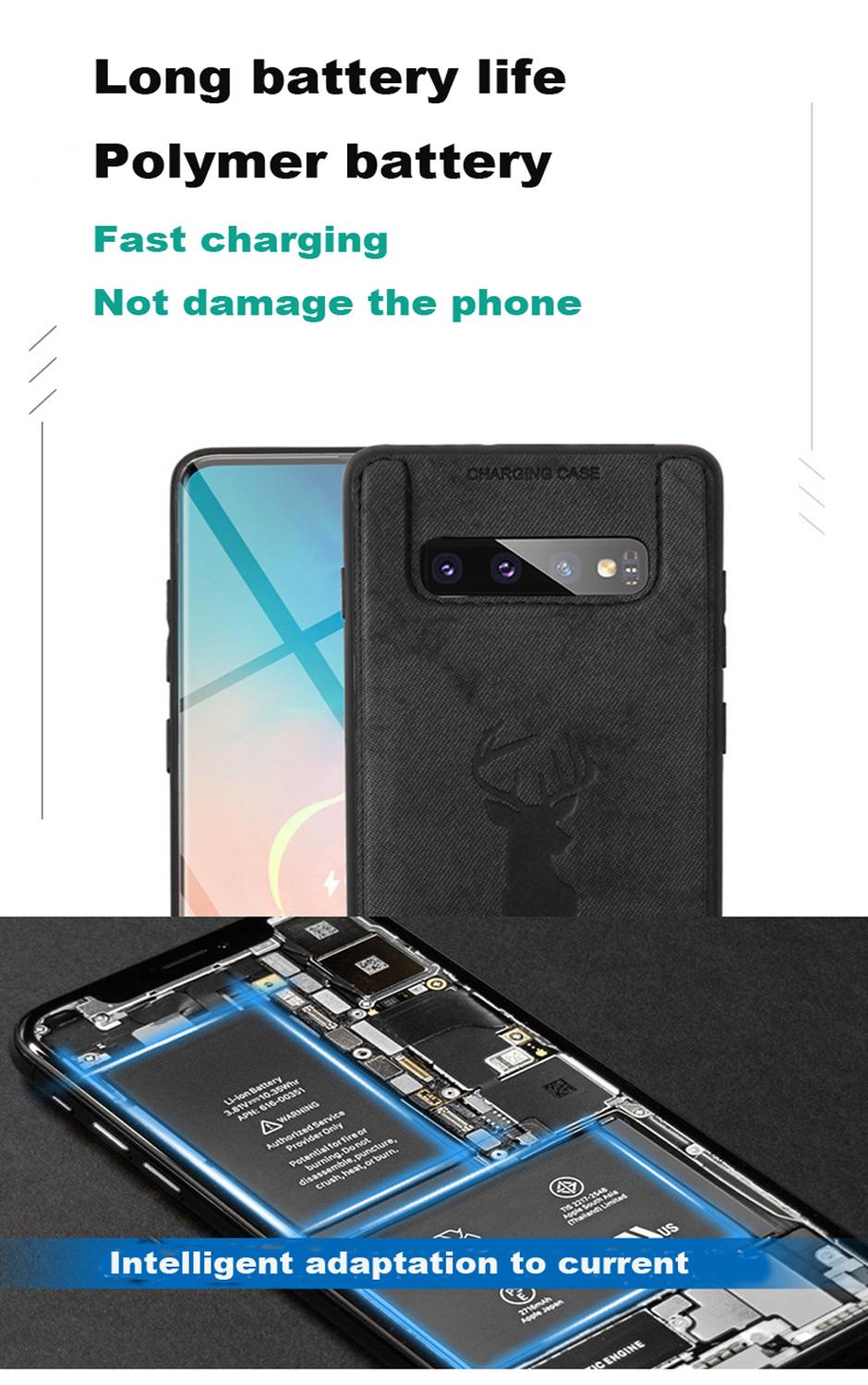 Funda de cargador de batería portátil para Samsung Galaxy S10/S10plus Note9, funda de piel con Clip trasero, funda protectora para teléfono móvil con cargador rápido