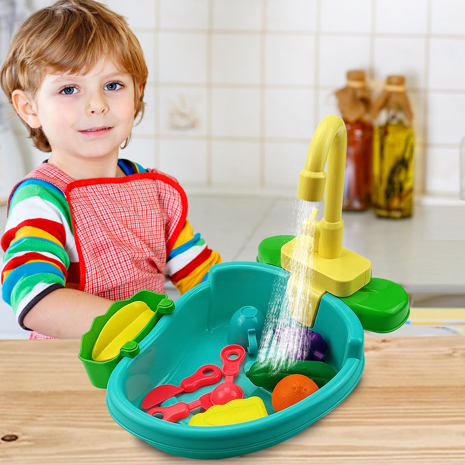 Kitchen Sink Toys with Running Water Playing Kitchen Set Toys Funny Role-playing Simulation Toy Educational for Girls Boys