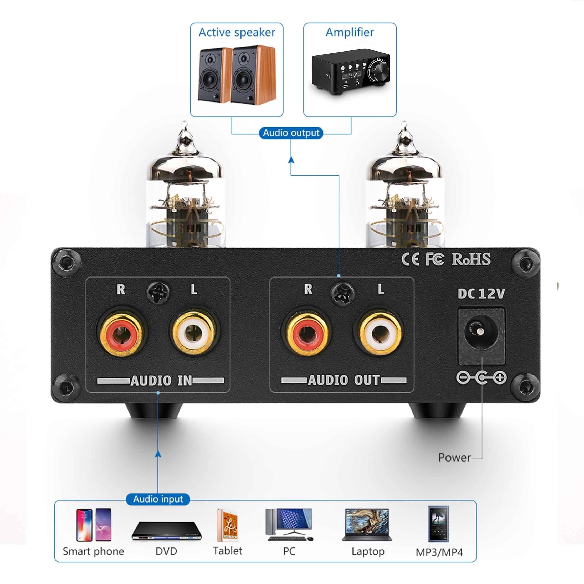 6N2/6N3/6H3N/GE5670W Rohr Mini Preamp Röhren Verstärker Buffer HIFI Audio Vorverstärker Einstellung Control