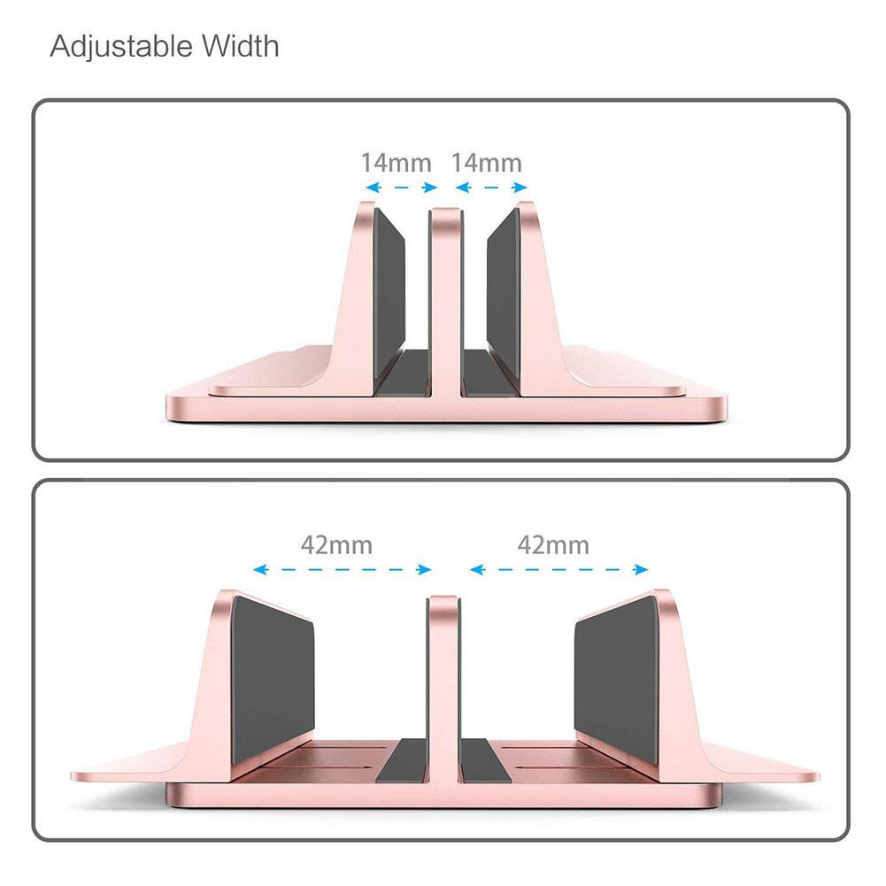 EastVita, soporte Vertical para Tablet y portátil, soporte doble de escritorio con base ajustable (hasta 17,3 pulgadas) r60