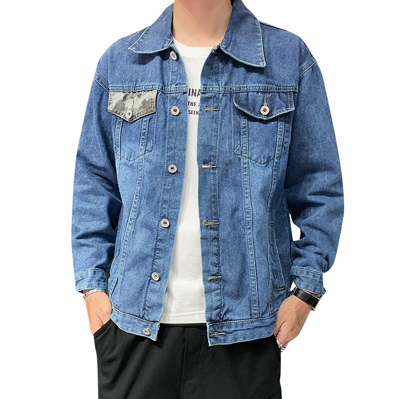 Men's Autumn Denim Jacket Youth Color Matching Slim-Fitting and Handsome Denim Jacket