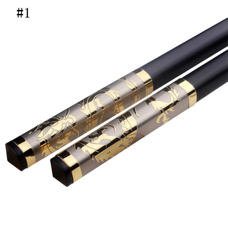 1 par sorte spisepinde kinesisk guld drage stil spisepinde til legeret sæt bestik hakke skridsikre pinde sushi  v2 w 7: Guld
