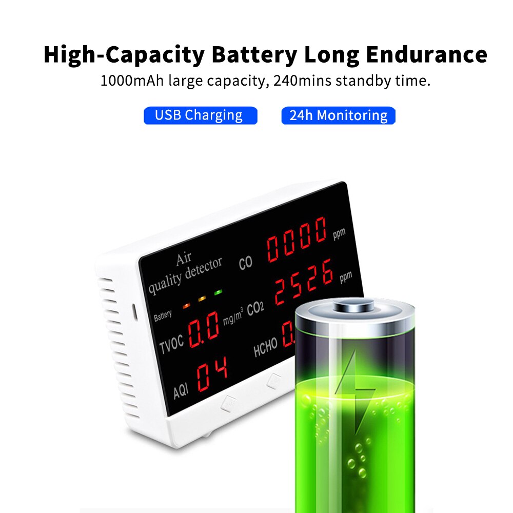 Digital Indoor Air Monitor CO/HCHO/TVOC Tester Multifunctional Household Gas Analyzer