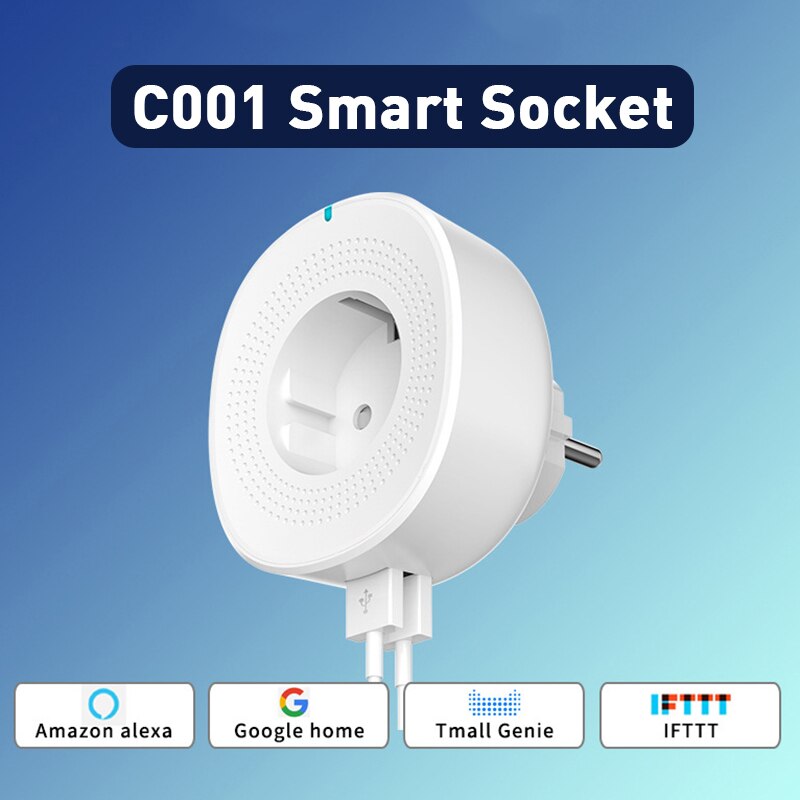 Smart Wifi Socket Eu Plug Dubbele Usb-poort Smart Plug Met Led Ondersteuning Voor Alexa Google Thuis Smart Wifi Socket voor Fttt Tmall