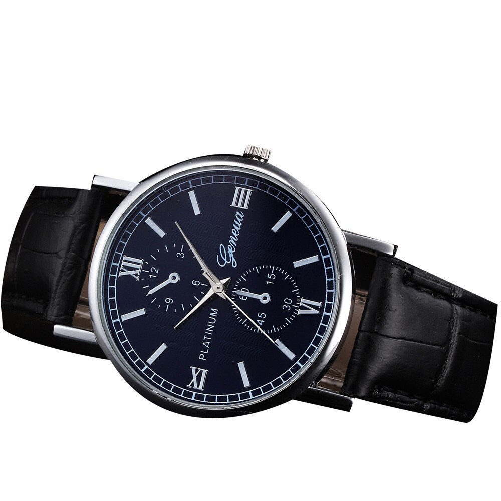 Retro Lederen Band Heren Horloges Luxe Retro Lederen Band Analoge Lichtmetalen Quartz Horloge: D