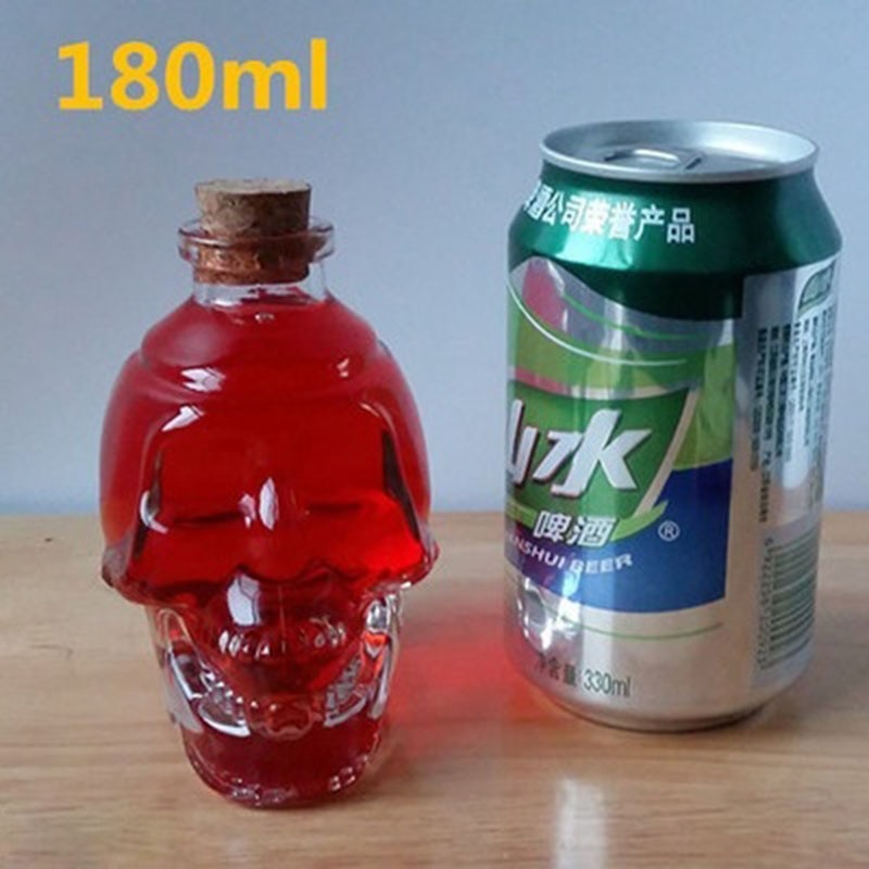 1 stk klassisk glass hodeskalleflaske krystallhodeskalle vodka/vinflaske 180ml/350ml forhåndstilpassede halloween hofteflasker