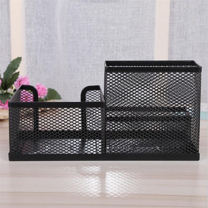 20x10x10cm Mesh Desk Organizer Office Supplies Caddy Combination Pen Holder Card Case Organizer Storage Box Black
