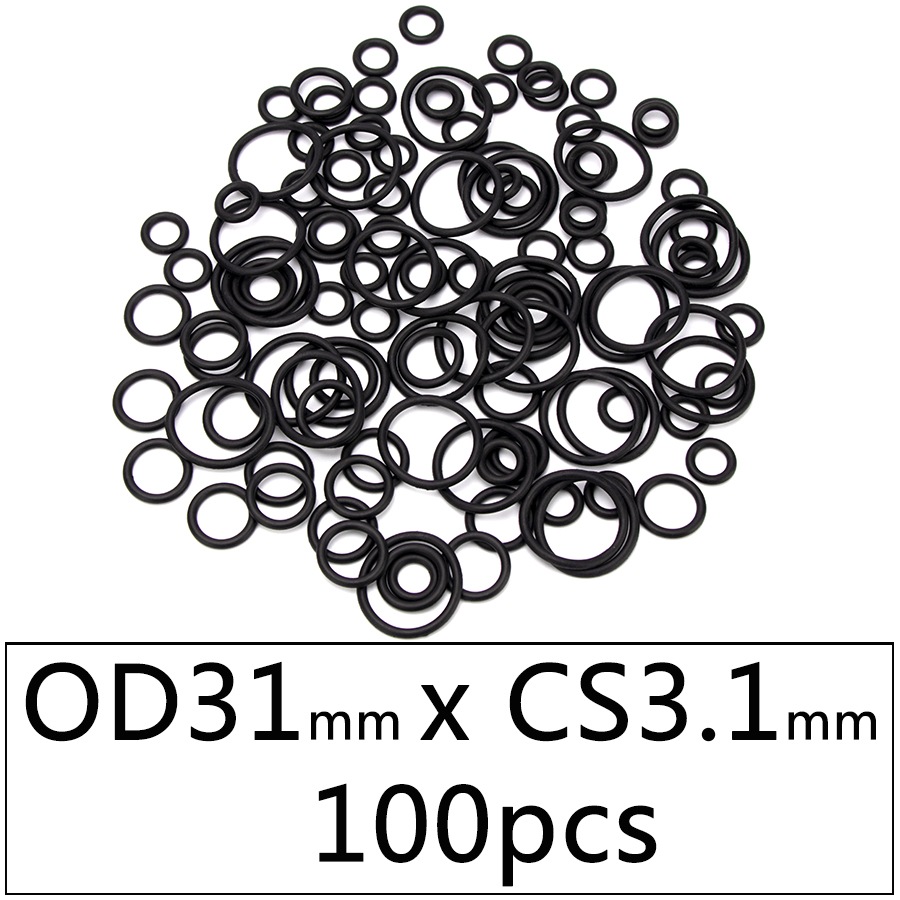 100pcs NBR Nitrile Rubber Sealing O-ring Gasket Replacement Seal O ring OD 15mm-35mm CS 3.1mm Black Washer DIY Accessories S106: DQ31x3.1x100