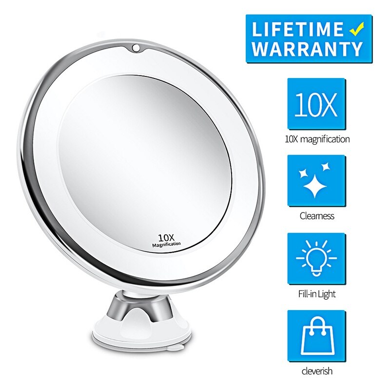 Makeup Vanity Mirror With 10X Lights LED Magnifying Mirror Cosmetic Mirrors Light Magnification LED Make up Mirrors Grossissant
