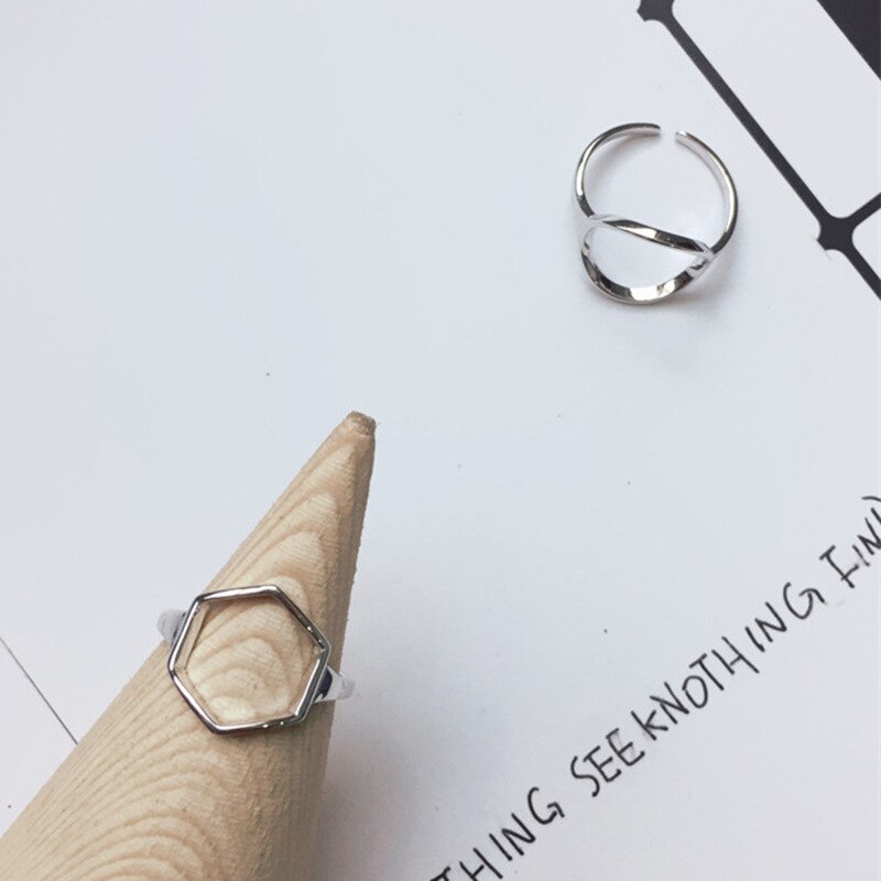 Zomer Strand Open Cirkel Hexagon Ringen Voor Vrouwen Meisjes Verstelbare Finger Ring Charm Sieraden