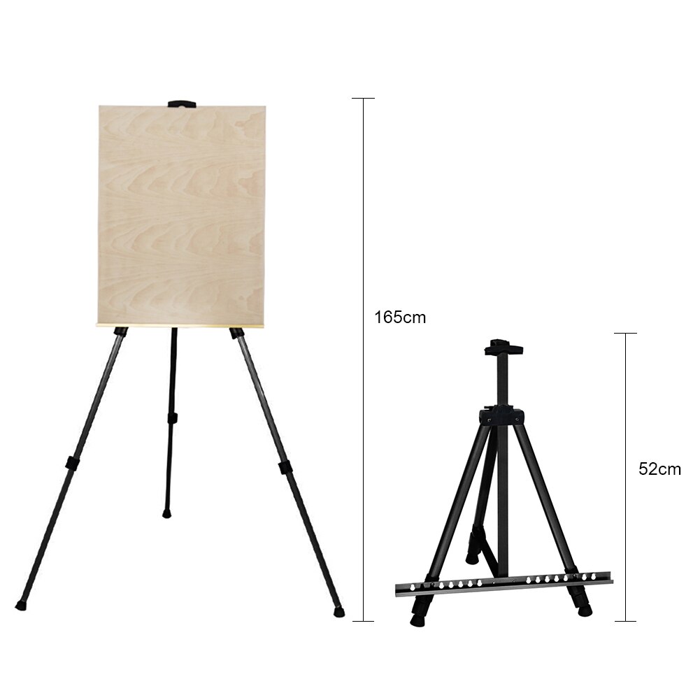 63in Portable Metal Easel Adjustable Sketch Painting Drawing Stand Aluminum Alloy Travel Triangle Easel For Artist Art Supplies