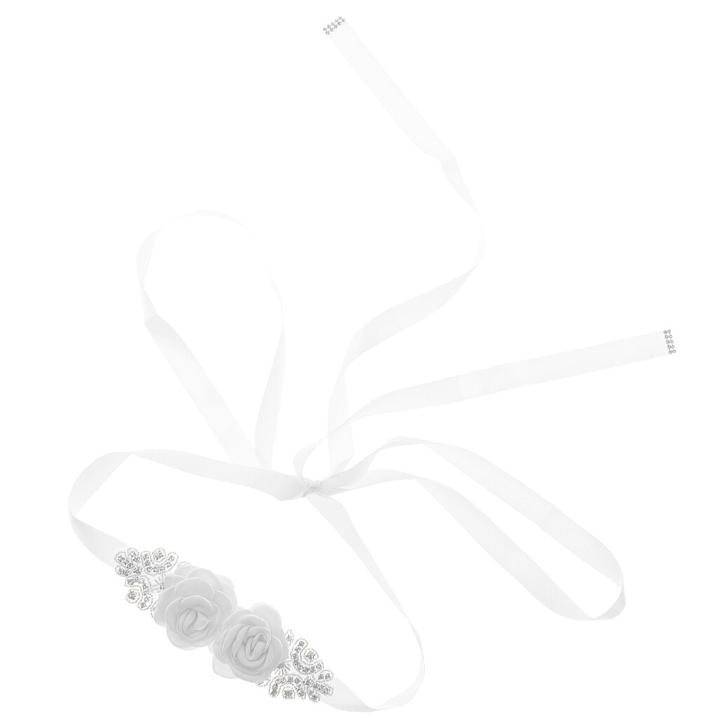 Crystal Applique Flower Wedding Bridal Belt Sash Evening Dress Costume