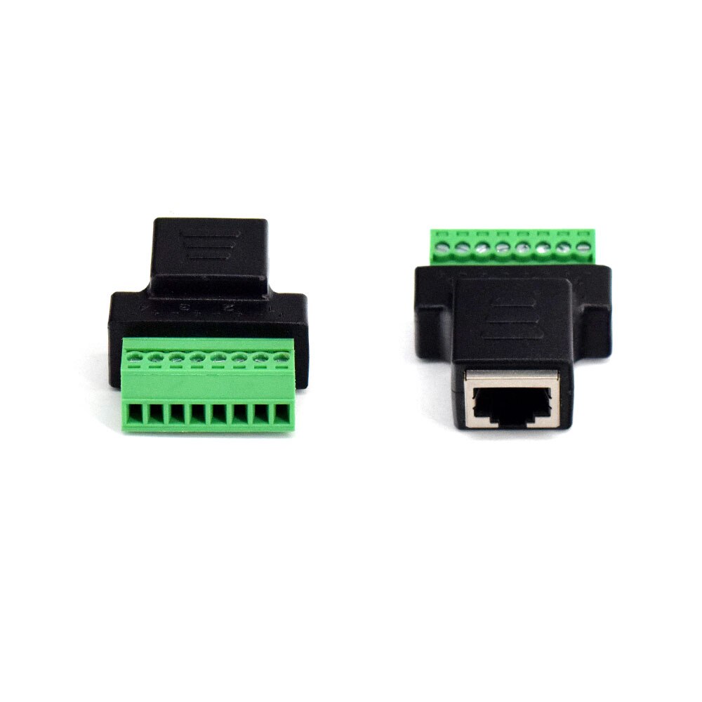 DC Connector RJ45 solder-free green terminal RJ45 network adapter Female To 8 Pin Screw Term Block Terminal Connector