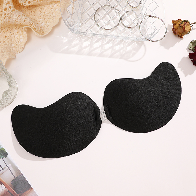 FINETOO, 1 par de ropa interior Invisible para mujer, parche para el pecho nubra, sujetador de copa de Mango hipoalergénico de Color de remolque, silicona que no se cae fino: M / Negro
