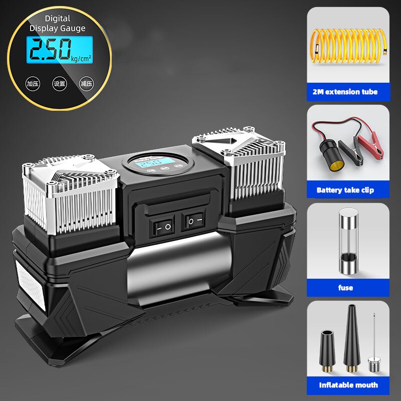 Tragbare Luft Kompressor Reifen Inflator-Auto Reifen Pumpe Mit Digital Manometer 12V DC Helle Notfall Taschenlampe: Digital Anzeige