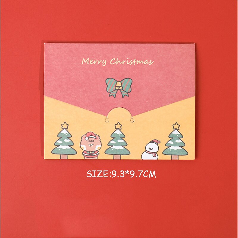 1Pc Christmas Greeting Card Kids Mini Christmas Blessing Greeting Cards Envelope Year Postcard Card Xmas Party: Christmas bear