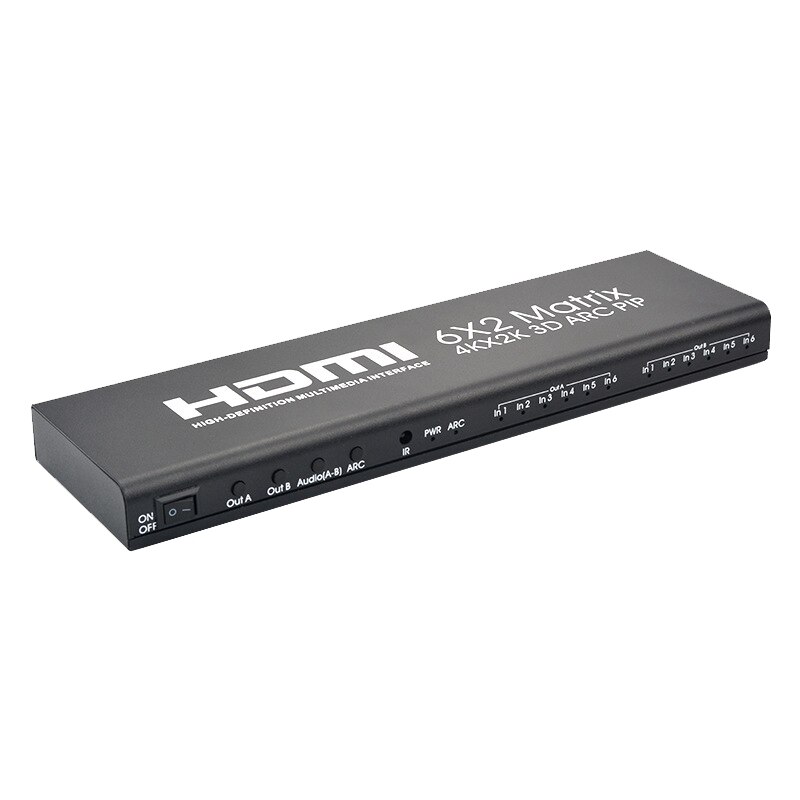 6X2 HDMI Matrix Ultra 1080P HD 4Kx2K/30HZ HDR ARC Switch Splitter Optical SPDIF 3.5mm o HIFI HDMI Switcher: US