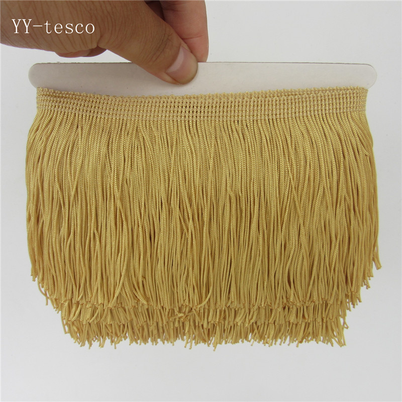 YY-tesco 10 Yard 10CM Long Lace Fringe Trim Tassel Fringe Trimming For Diy Latin Dress Stage Clothes Accessories Lace Ribbon: Tyrant gold