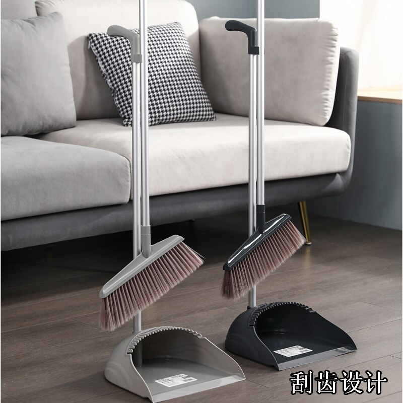 Juego de recogedor de escoba de lujo, cinco filas de lana, conjunto de escobas para limpieza comercial del hogar, varilla de aluminio de lana suave, recogedor de polvo