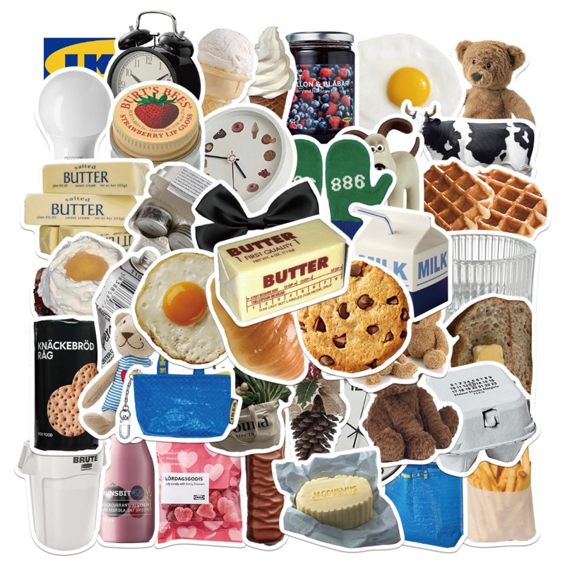 10/30/50/100 Stuks Melk Boter Brood Sticker Diy Scrapbooking Journal Collage Telefoon Dagboek Gitaar Album Seal Decoratie Speelgoed